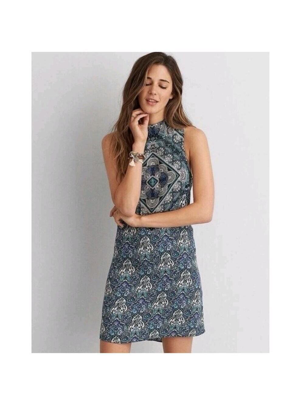 American eagle outfitters paisley halter open back above knee dress Size S